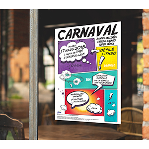 Mockup white paper or white promotion poster displayed on the front of the restaurant, coffee shop Promotion information for marketing announcements and details