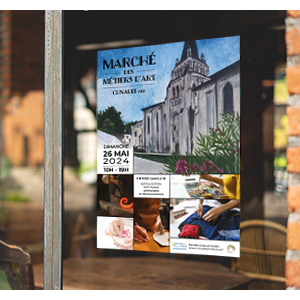 Mockup white paper or white promotion poster displayed on the front of the restaurant, coffee shop Promotion information for marketing announcements and details